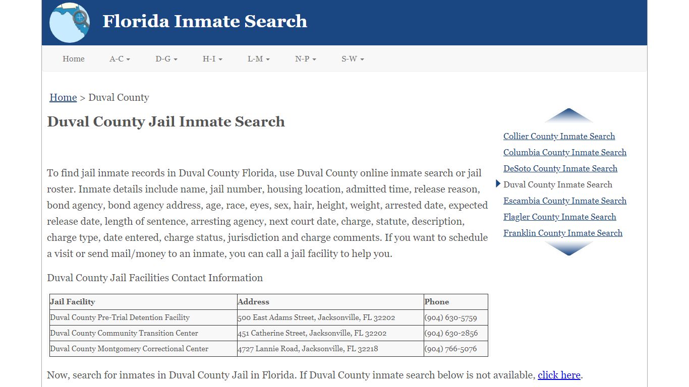 Duval County Jail Inmate Search